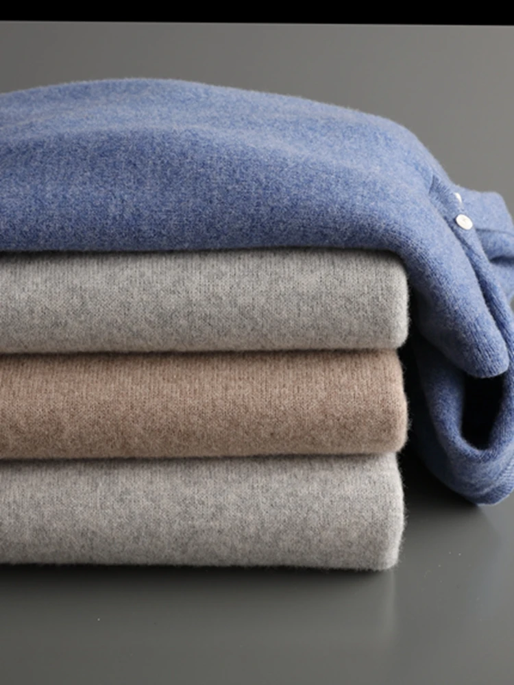 ADDONEE Men Hooded Pullover Cashmere Sweater Autumn Winter 100% Merino Wool Knitwear Smart Casual Sweater Korean Fashion Tops 6