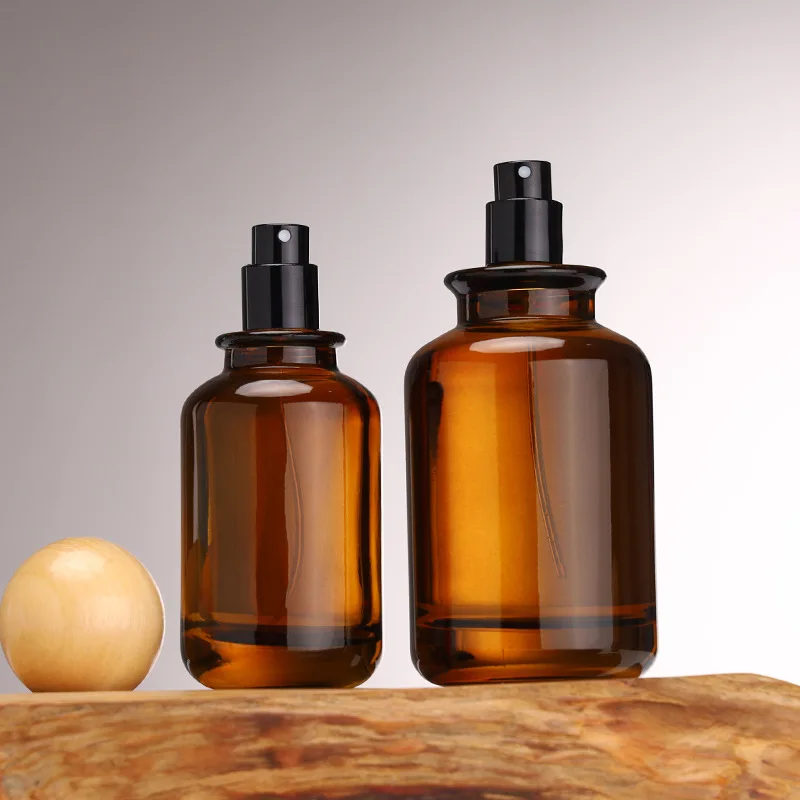 10pcs 30ml 50ml 100ml Brown Glass Perfume Spray Bottles with Wooden Cap | Empty Atomize... - SKU GPSB2054 - UGI Packaging
