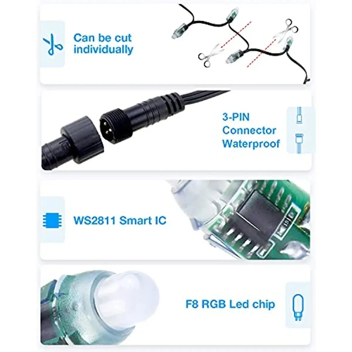 DC12V IP68 WS2811 LED Pixel Nodes 22AWG WS2811IC String Light Smart Pixel Module Advertising Wedding Holiday Decoration
