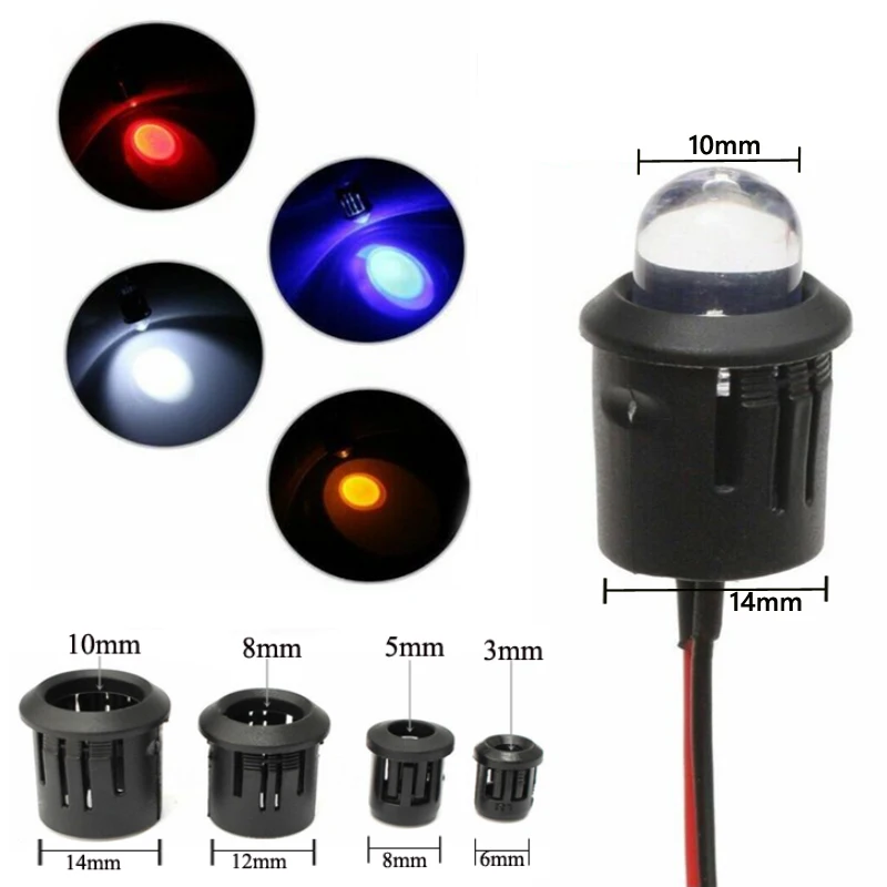 LED Diode Holder 5-50pcs Black Plastic 3mm 5mm 8mm 10mm Clip Bezel Socket Mount