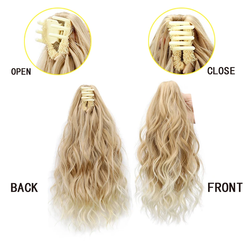 14 Inch Synthetic Curly Wave Ponytail  Hairpiece Heat Resistant Fiber Elegant Claw Clip Ponytail Extension for Women