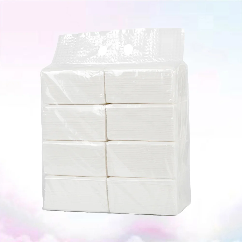 8 Packs Natural Bamboo Pulp Tissue Healthy Wettable Towel Paper Napkin Extraction Type Papers for Home Kitchen (White)