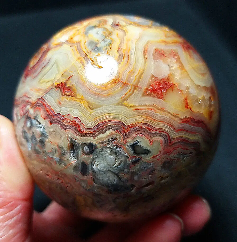 

Natural Polished Banded Agate Crystal Sphere Ball Healing