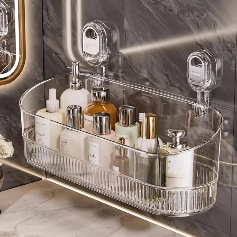 Bathroom Large Suction Cup Rack Shower Gel Hanging Basket in The Bathroom Wall-mounted Storage Rack Cosmetics Storage Box 2