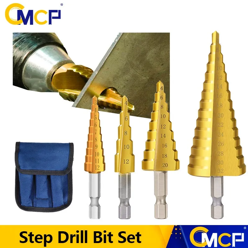 HSS Straight Groove Step Drill Bit TiN Coated Wood Metal Hole Cutter Core Drilling Tools 3-12 3-13 4-12 4-20 4-22 4-32 6-35MM