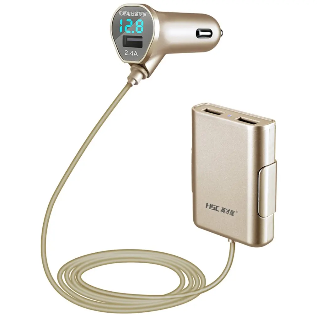 HSC 600D Original 3 Port USB Car Charger Extension Cable Universal Car