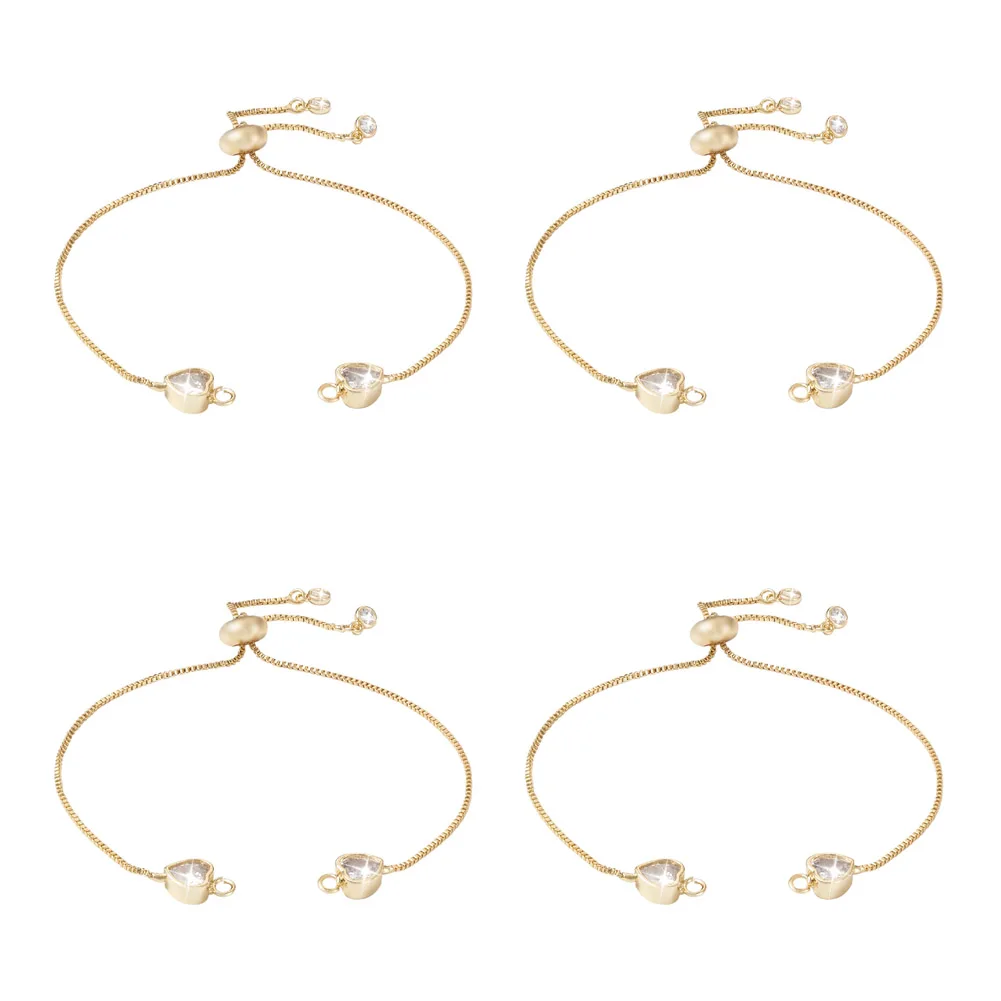 

10Pcs Rhinestone Adjustable Bracelet Chain Long-Lasting Plated Slider with Heart Star Bracelet Charm Link for Jewelry Making