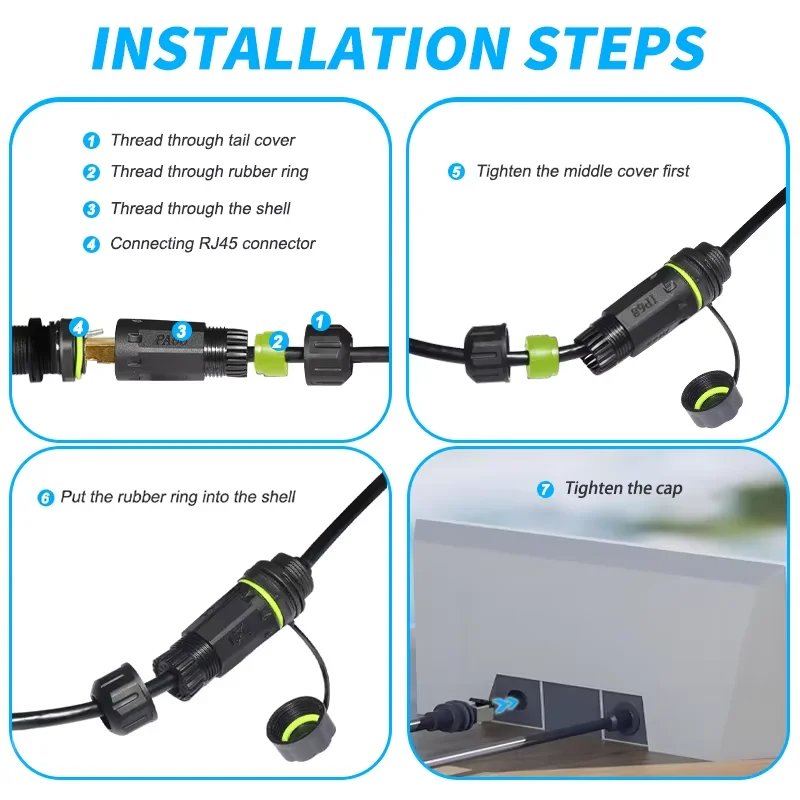 스타링크 이더넷 어댑터 Gen 3/미니 스타링크 미니 케이블 연장선을 RJ45 커플러 IP68 방수 디스크 및 배선으로 연결하는 0.25m 케이블