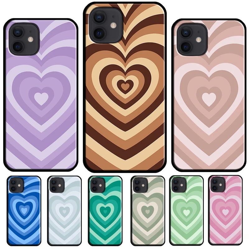 Latte Love Brown Heart Aesthetic Case For iPhone 16 15 11 14 Pro