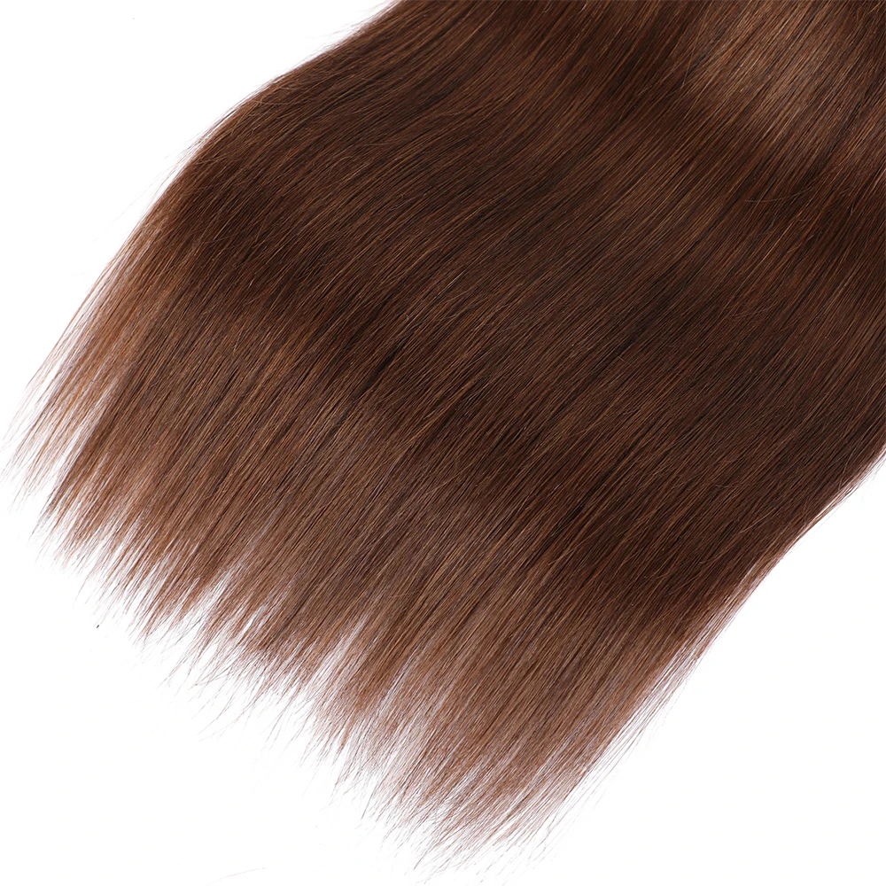 100% Straight Human Hair Bundles Brazilian Hair Weave Bundles Extension For Women Brown #4 Black Remy Weaving 1/2pcs