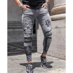 Streetwear Men Jeans Y2k Print Stretchy Ripped Skinny Biker Harajuku Pants Slim Fit Denim High Quality Hip Hop pantalones hombre