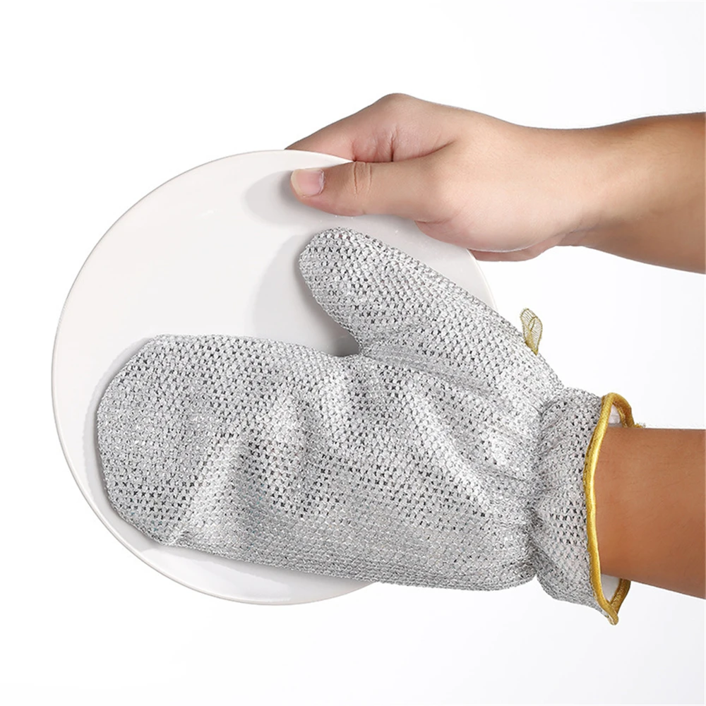 Steel Kitchen Dishcloth Multi Purpose Wire Dishwashing Rag Glove Wet/dry Purpose Silver Wire Miracle Cleaning Cloths