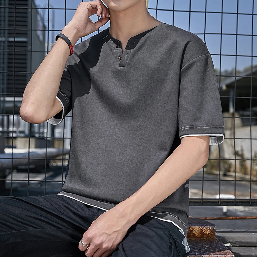 

2023 Fashion Men's T-Shirts Korean Slim Fit Shirts Short Sleeve Bottoming Man T Shirt Casual T-Shirt Streetwear Tops Tee Shirt