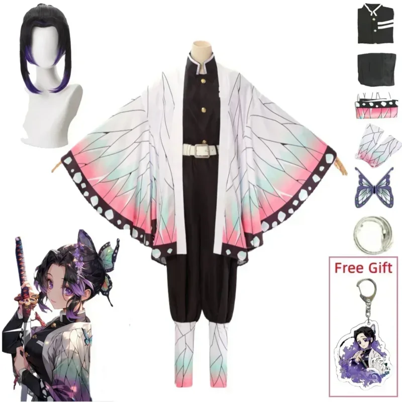

Kochou Shinobu Cosplay Anime Costume Shinobu Wig Haori Uniform Women Kids Halloween Clothes