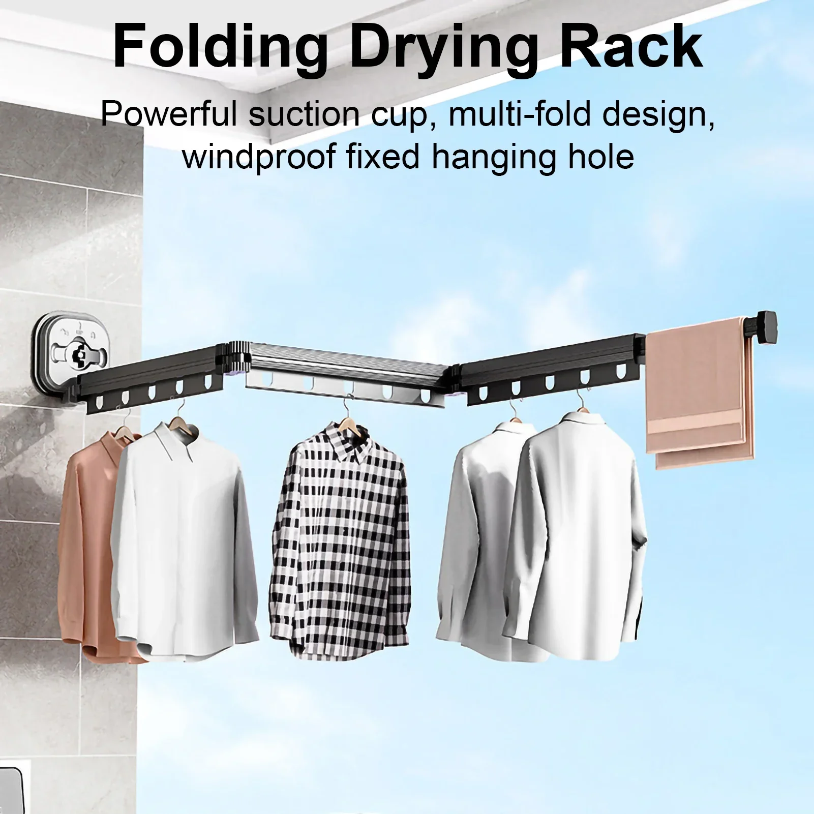 

No Folding Laundry for Multifunction Balcony Home Punch Clothes Drying Racks Wall Rack Mounted Hanger