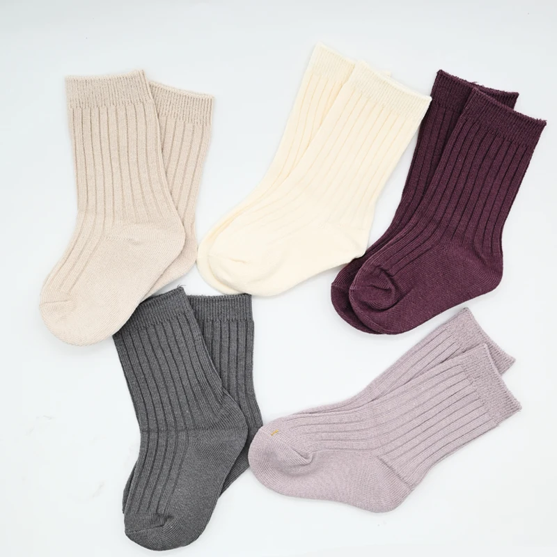 5Pairs/lot Baby Socks for Kids Girls Boy Cotton Stripe Solid Spring Autumn Toddler Knitted Socks Newborn Children Clothes