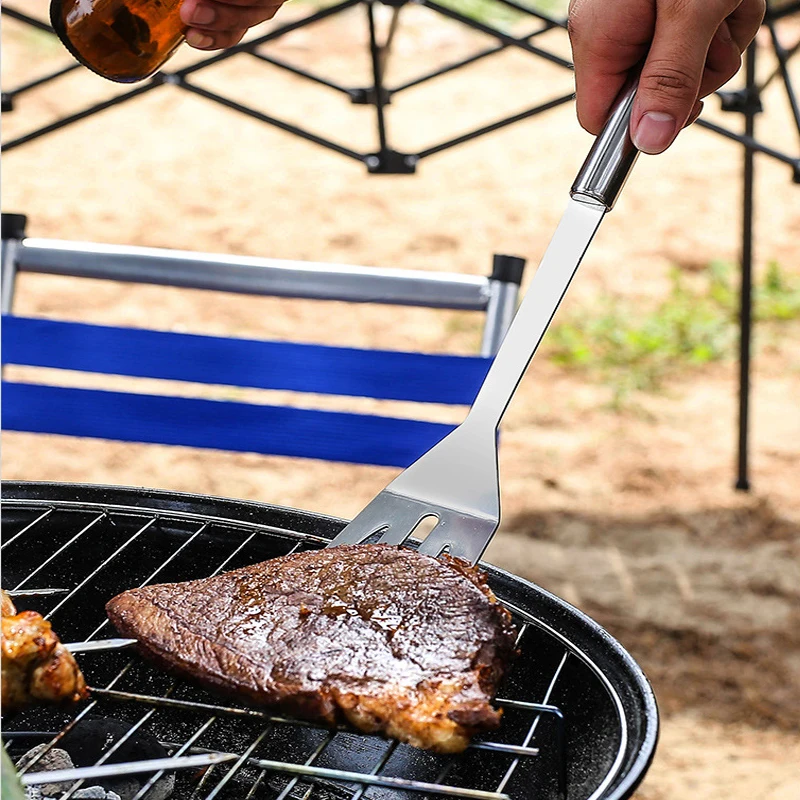 Pack De Trois Ustensiles De Barbecue En Acier Inoxydable | Spatule Durable  De Cuisine, Fourchette À Viande Et Pinces Pou