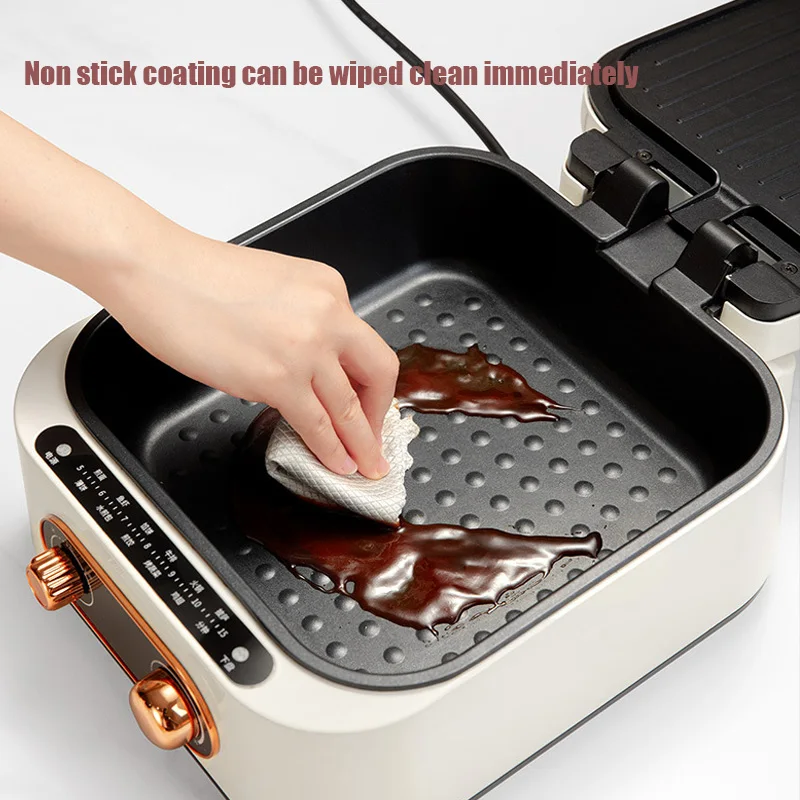 2in1 Electric Baking Pan Double-Sides Heating Folding Frying BBQ Grill Roasting Hot Pot Non-Stick Multi Function Cooker 3