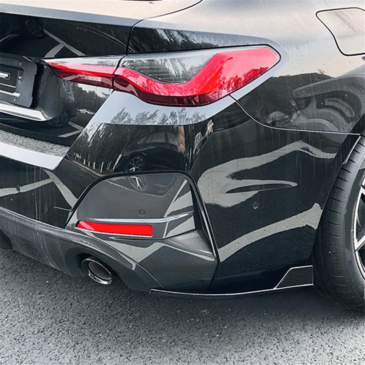 Car Rear Bumper Lip Diffuser Splitter Winglet Apron Spoiler for G26 + Gloss Black Spoiler Wind Knife