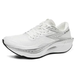 Carbon Board Running Shoes - Breathable, Lightweight, Nonskid Athletic Sneakers - 45 (White)