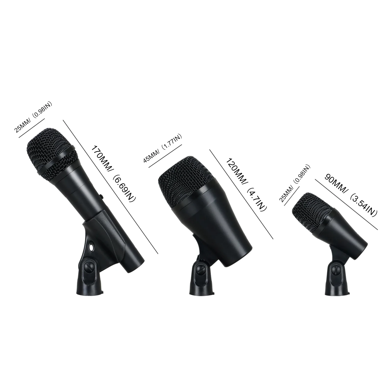 DRUMKIT 유선 다이나믹 드럼 마이크 키트, 킥 베이스, 톰, 스네어, 심벌즈 마이크 세트, 드루의 전체 성능, 7 피스 드럼