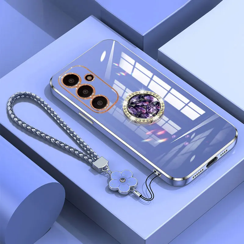 Luxury Diamond Ring Case with Holder and Lanyard, Shockproof Cover