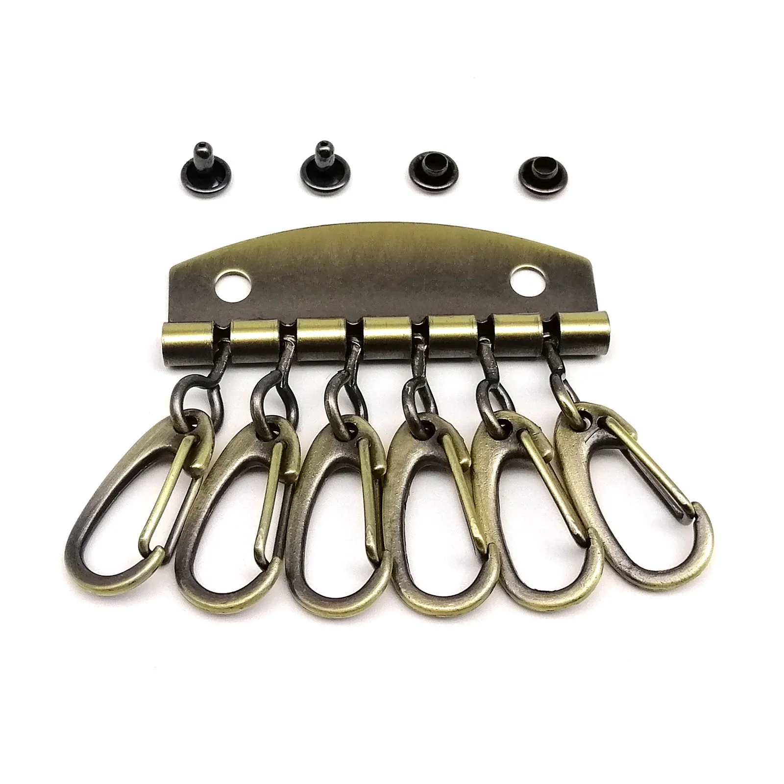1/2/5 Stück hochwertige 6-Haken-Verschluss-Clip-Schlüsselanhänger, Schlüsselanhänger, Reihe-Organizer für Lederhandwerk, Geldbörse, Ledertasche, Handtasche, Geldbörse – Detail 18