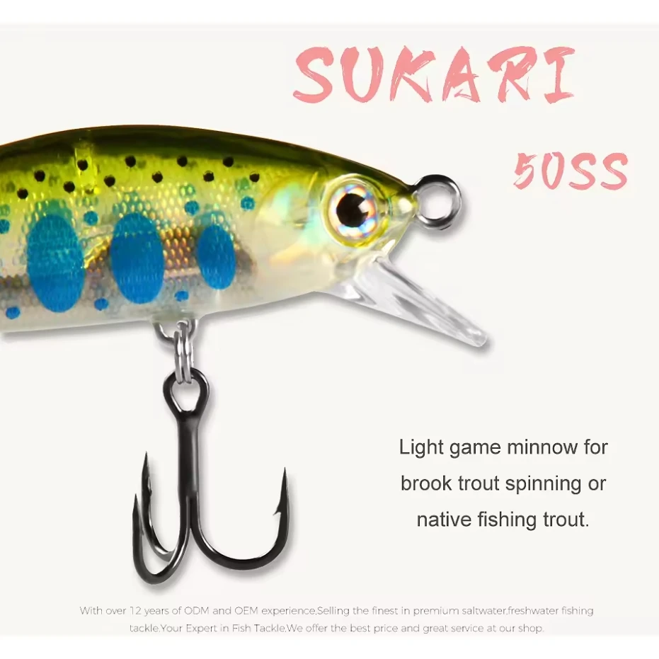 50mm 5g Crank Artificial Hard Bait Sinking Hot Fishing Lure Trout Mini Minnow Wobbler Fishing Tackle Freshwater BEARKING