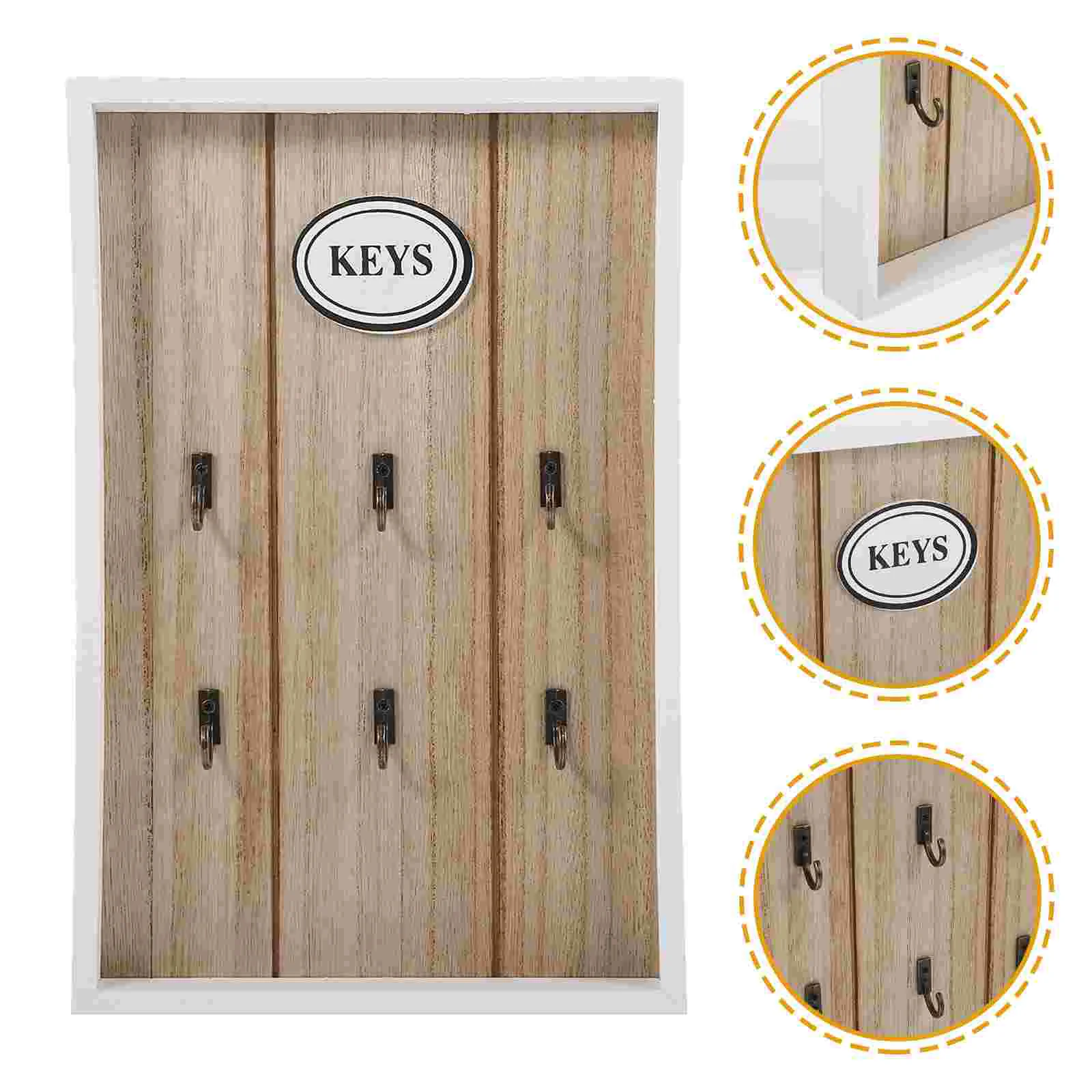 

1PC European Style Wooden Storage Box Multifunctional Wall Key Bag Clothes Hook Storage Shelf for Home Wall Decoration (KEYS)