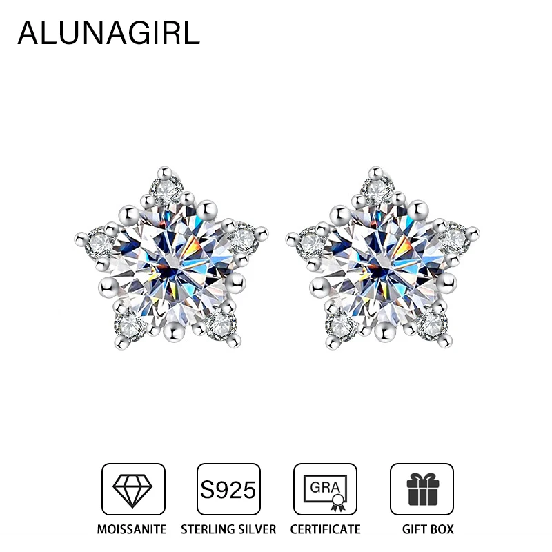 

2ct Star Shape Moissanite Stud Earrings with Certificate 925 Sterling Sliver Luxury Diamond Earring for Women Fine Jewelry Gifts