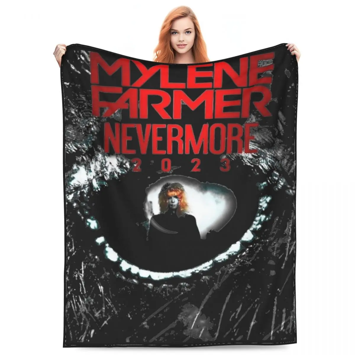 Accogliente Mylene Farmer 2023 Nevermore Coperta Merch Decorativo Per La Casa Famosa Coperta Cantante Gettare Flanella Super Morbida Per Divano