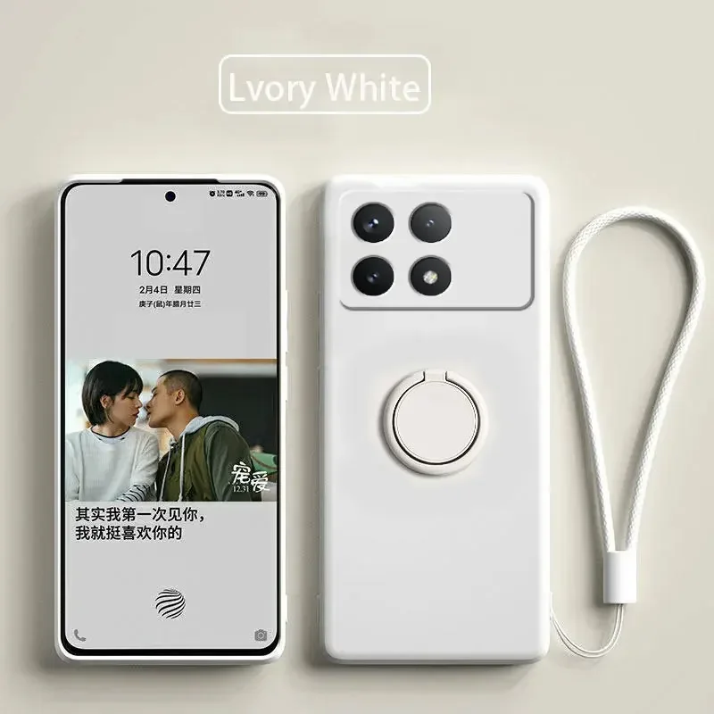 Liquid Silicone Ring Holder Phone Case with TPU Protective Soft Back Cover