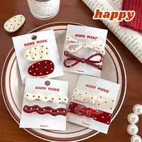 Retro Polka Dot  Knot Hair Clip Dubill Clip Versatile Design Sensation Beach Side Clip Girl Heart Fre Ouurst F...