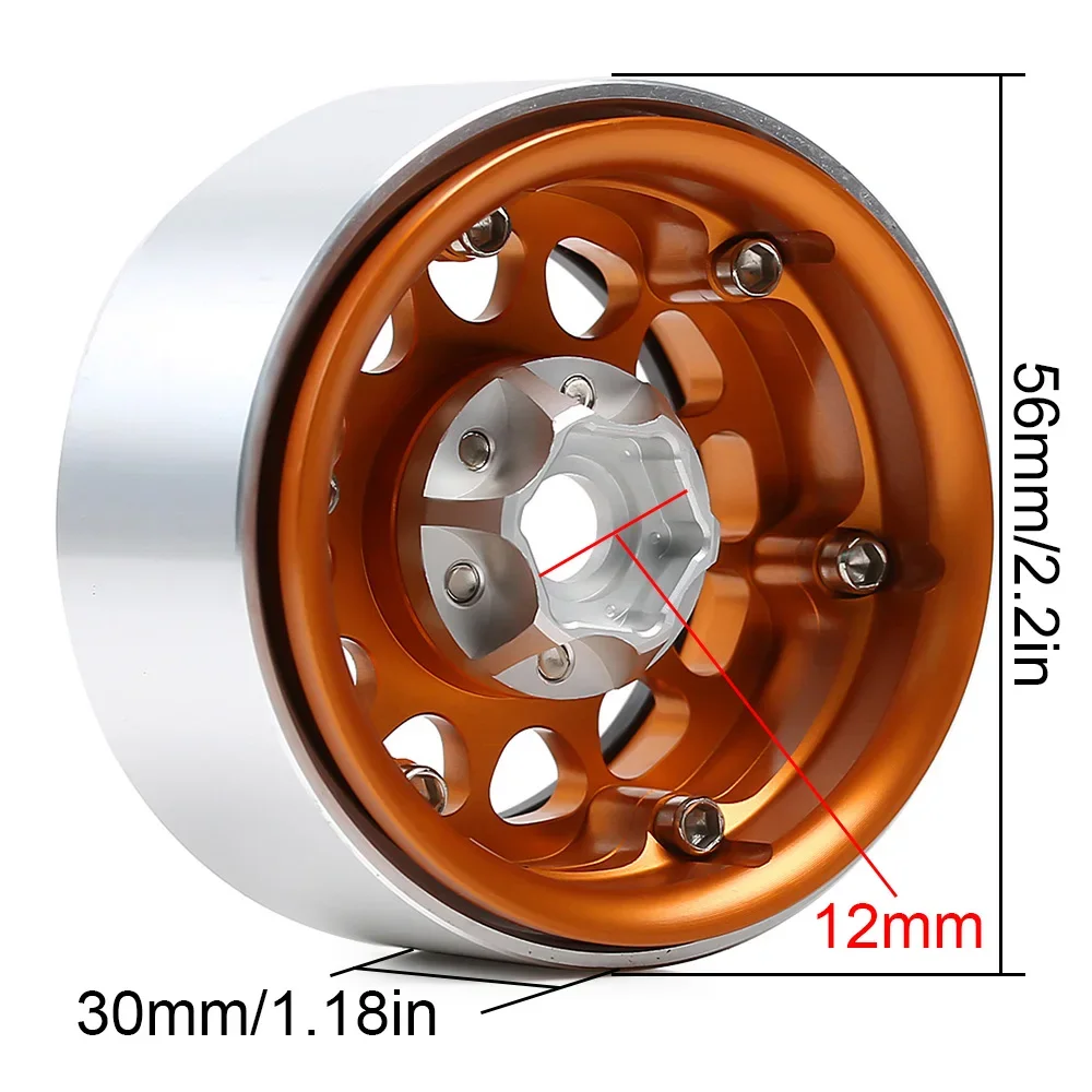 RC Crawler Wheel Rim INJORA 4Pcs CNC Aluminum Alloy 1.9 Beadlock For 1/10 RC Crawler Car Axial SCX10 90046 AXI03007 TRX4 VS4-10 Redcat Gen8