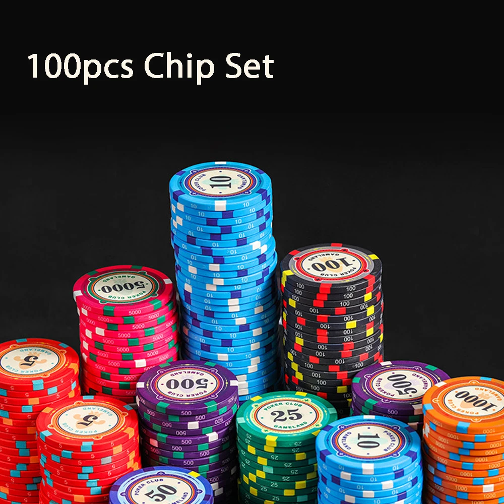 

100pcs Ceramic Chip Set 43mm Texas Hold 'em Poker Chip Coins Casino Poker Chips Baccarat Entertainment Chips Board Game Coins