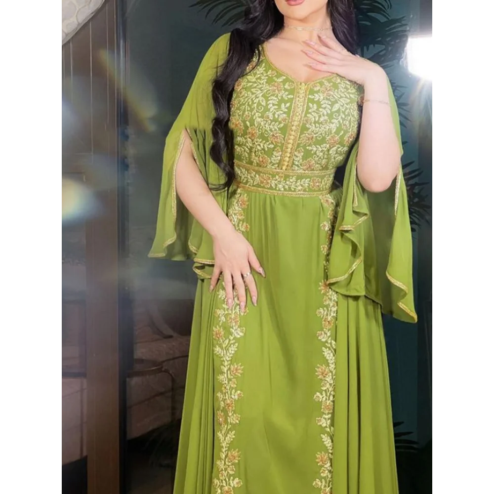 

Women's Elegant Embroidered Maxi Dress, Half Sleeve, Autumn, New, 2023