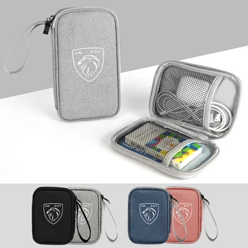 자동차 엠블럼 배지 키 라이센스 이어폰 USB 보관 가방, 방수 옥스포드 정리함, 106 307 308 GT 207 208 407 508 2008 T9 용, 1PC