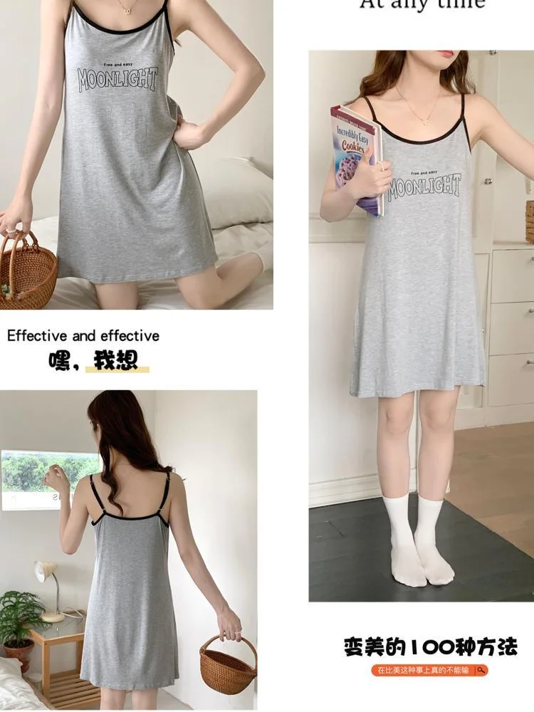 Women Nightgowns Women Nightdresses Sleeping Dress 150kg Extra Large Size Sweet Suspender Nightdress Women's Loose Home Clothes Summer Thin Pajama Can Be Worn Outside Loungewear