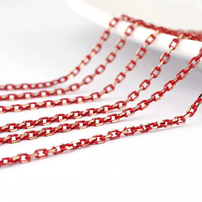 Colorful Copper O Shape Necklace Chain - 5 Meters, 1.5MM