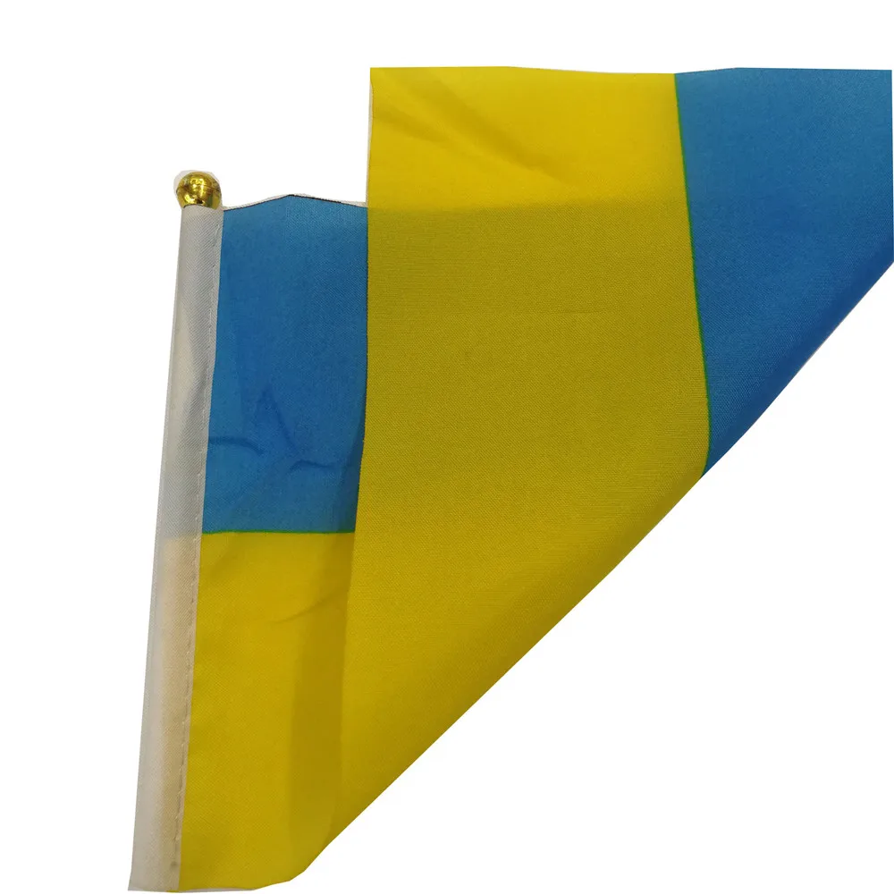 Ukraine National Flag Stripe Small Hand waving Flag Polyester Blue Yellow UA UKR Ukrainian Flags Fast Shipping 14*21cm For Peace