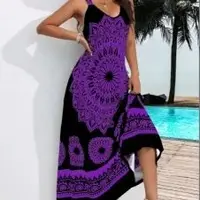 Summer Plus Size Women's Suspender Bohemian Dress Backless Dress - Image 4