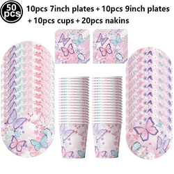 Butterfly - Themed Disposable Party Set for Birthdays and Baby Showers (Set - 50pcs)