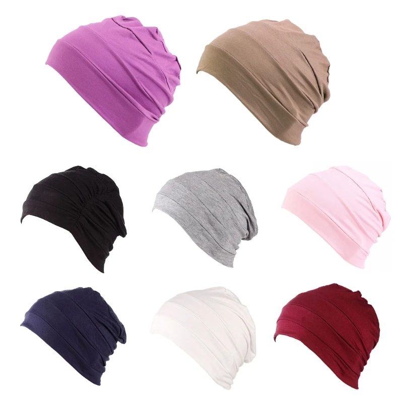 

652F Comfy Chemo Cap Skullies Beanie Chemo Hats For Women Cancer Headwear Cap Under Hat Casual Headwear for Head wrap