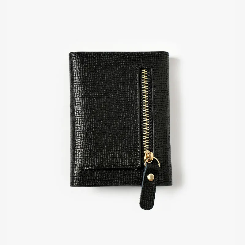Women Money Clips Genuine Cow Leather Solid Color Buckle Latch Side Zipper Mini Wallet Ladies Purse