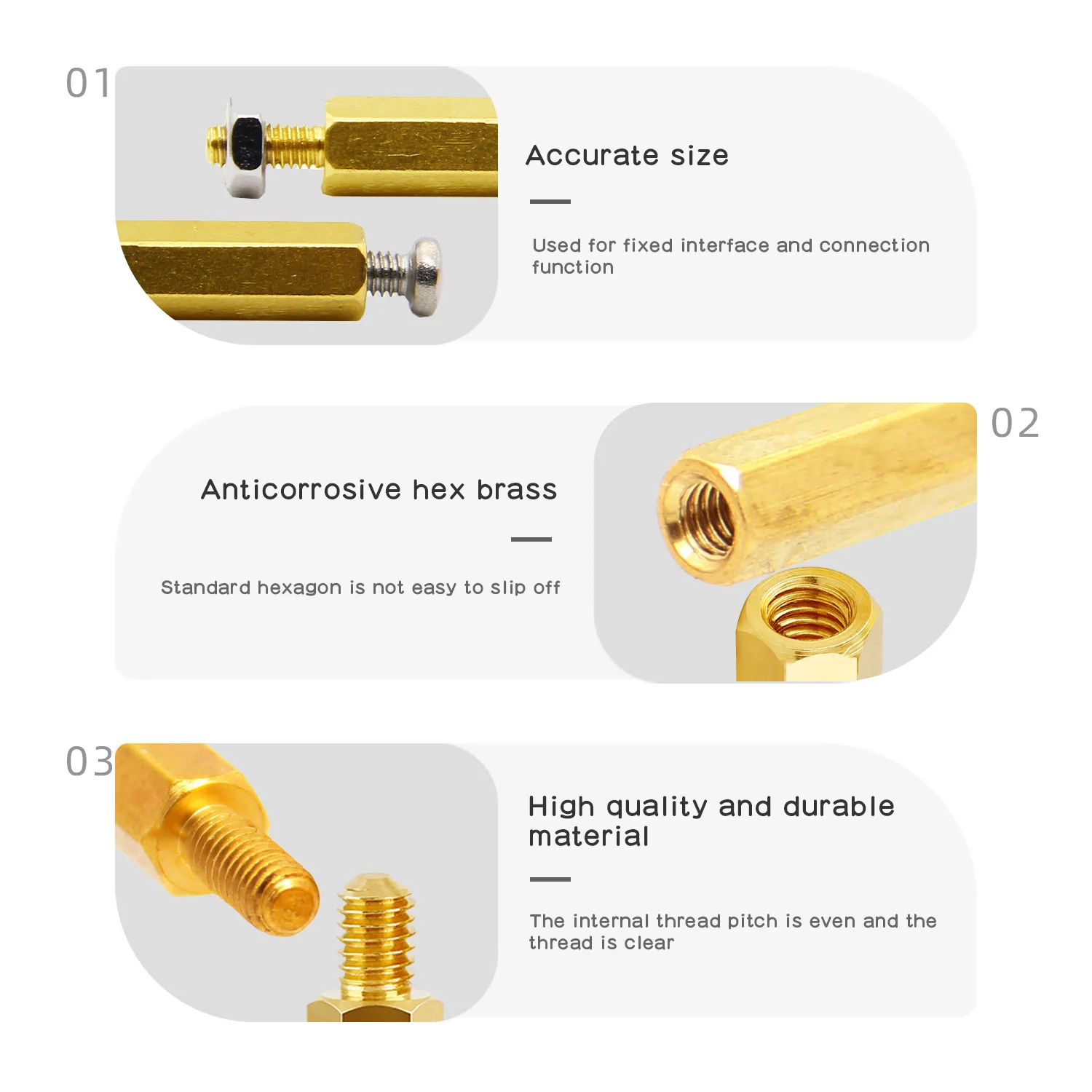 M5 Brass Spacers, 5 Pcs Metal Spacer Brass 5mm ID X 9mm OD X 10mm L