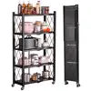 5 Tier Metal Storage Shelves with Wheels Heavy Duty Foldable Garage Shelving Unit for Easy Organization Ideal for Kitchen Garage 1