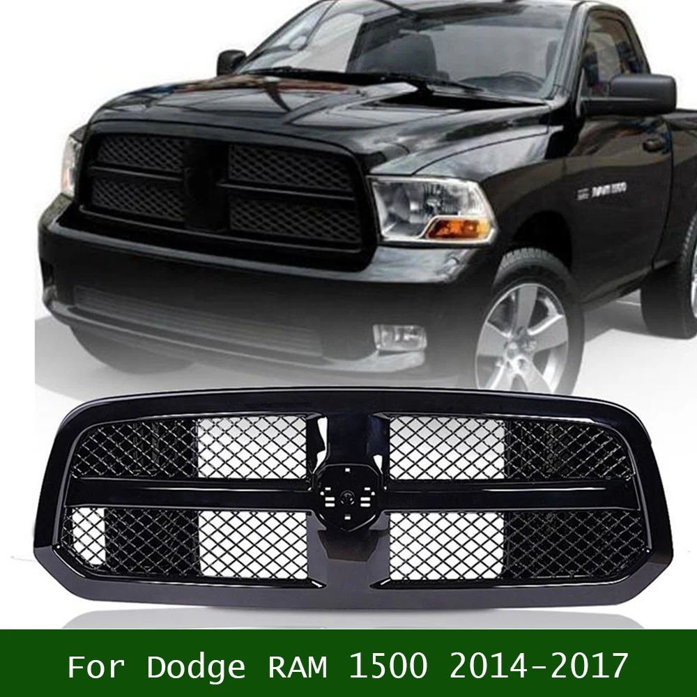 

Racing Grills Decoration Car Front Grid Racing Grills ABS Gloss Black Bumper Grille For Dodge RAM 1500 2014 2015 2016 2017