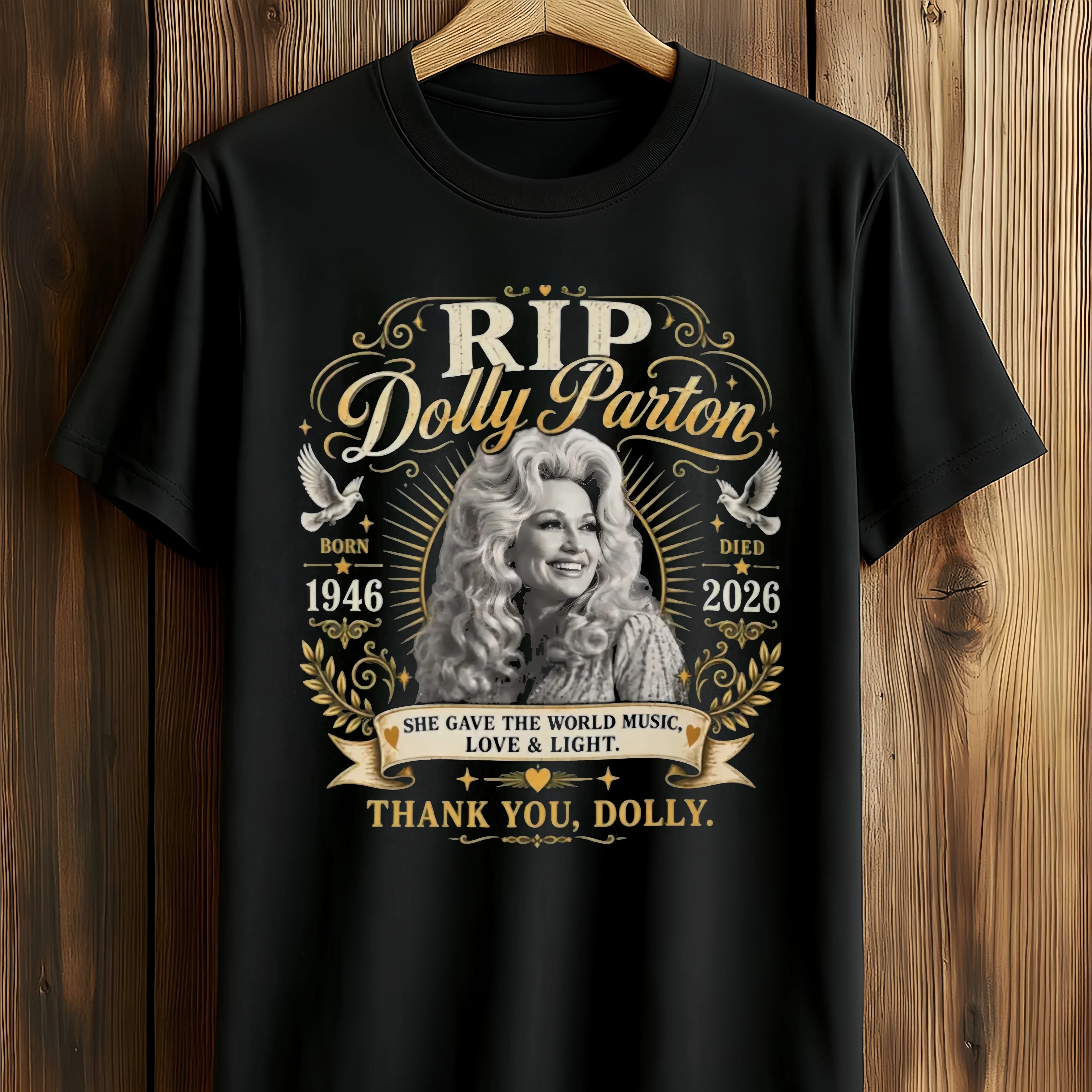 Dolly Parton 1946-2026 Grafikdruck T-Shirt für Männer und Frauen, Sommer Baumwollkleidung, Modisches Oversized Kurzarm-Oberteil, Streetwear