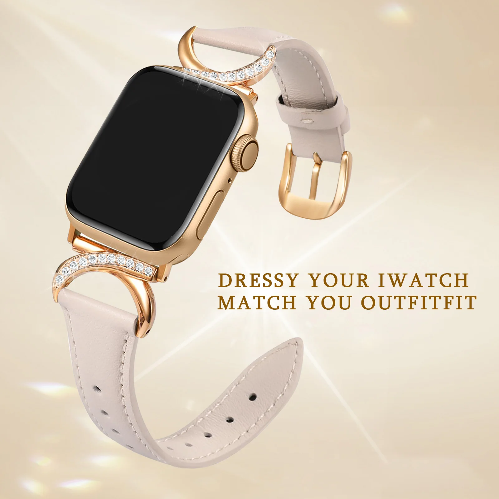รูปสินค้า สายนาฬิกา Apple Watch ประดับเพชรรูปพระจันทร์ สวยหรู ใส่ได้ทุกขนาด