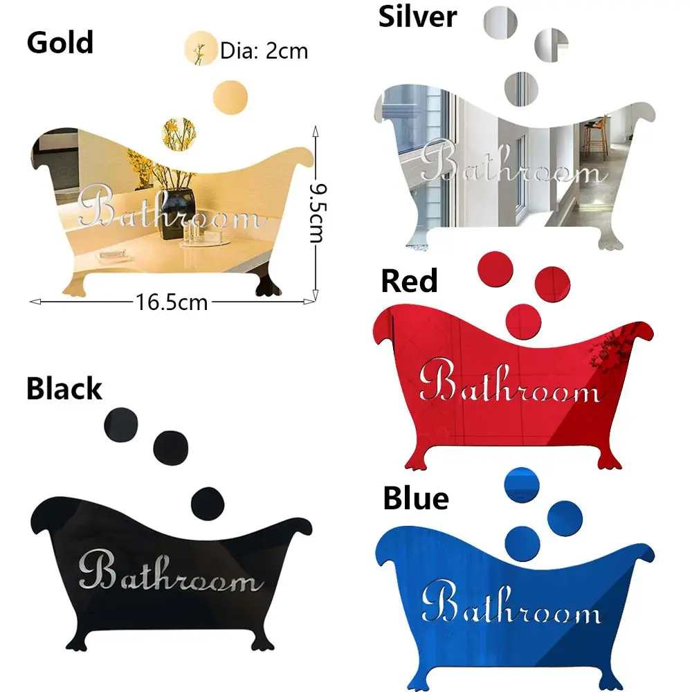 Wall Stickers Toilet Stickers Woman & Man Mirror Surface Decal Bathroom Door WC Decoration Washroom Poster 3D Wall Stickers Toilet Entrance Sign